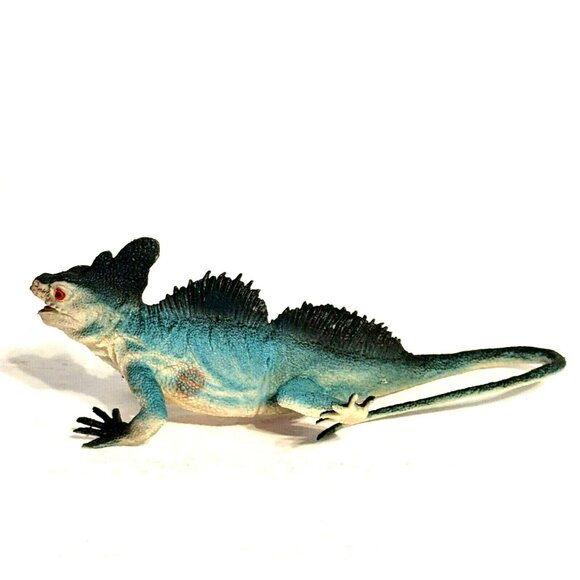 Water Dragon Basilisk Lizard Rubber Toy Reptile Figure 7-Inches Blue - Picture 2 of 5